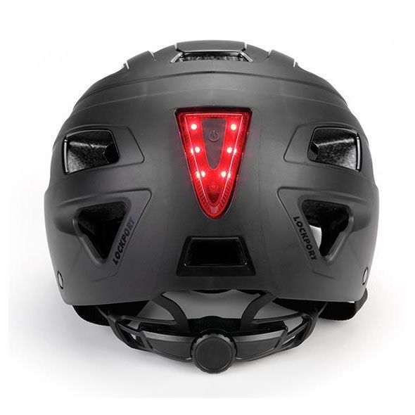 CASQUE CITY Noir M 55/58 Eclairage Arrière Led 15 Ventilation