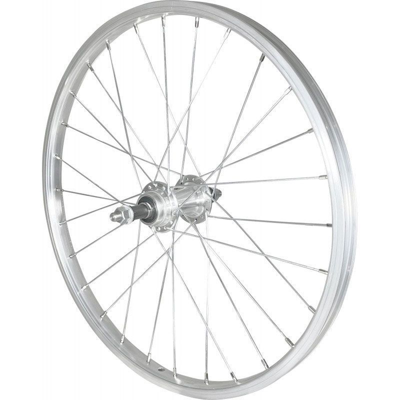 ROUE 20" VTT ARRIERE JANTE ALU SIMPLE PAROI ARGENT FREIN PATIN MOYEU ALU ECROUS ROUE LIBRE 5/6/7V