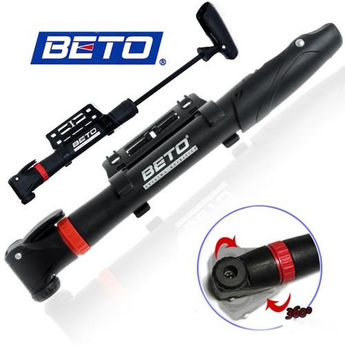 Pompe mini vélo – Tête flexible brevetée – Poignée en T ergonomique – Compatible Presta & Schrader – Pression 8 bar