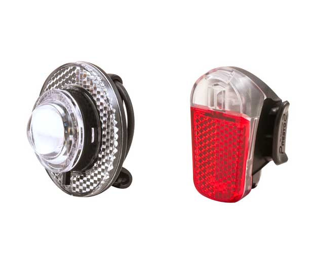 Kit éclairage vélo ILLICO 3 + PRESTO 2 – Avant 4 Lux + arrière compact, fixation silicone, piles incluses