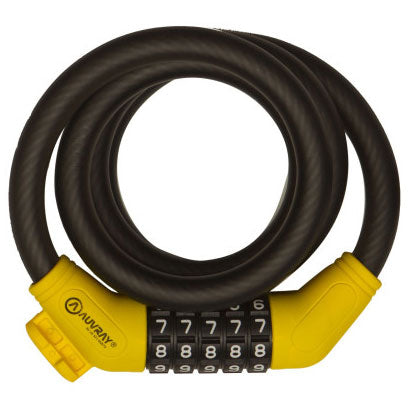 Antivol spirale Auvray Combi Chiffre – Ø12 mm x 150 cm – Code 5 chiffres programmable – Noir mat