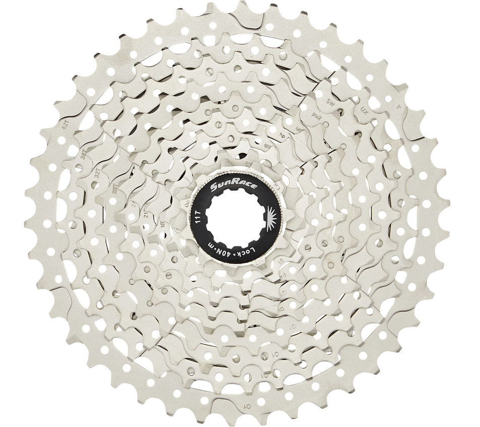 Cassette SunRace 10 Vitesses 11-40 Dents – Finition Métallique – CSMS3 TAX-BOX M – Transmission Polyvalente pour VTT et Gravel