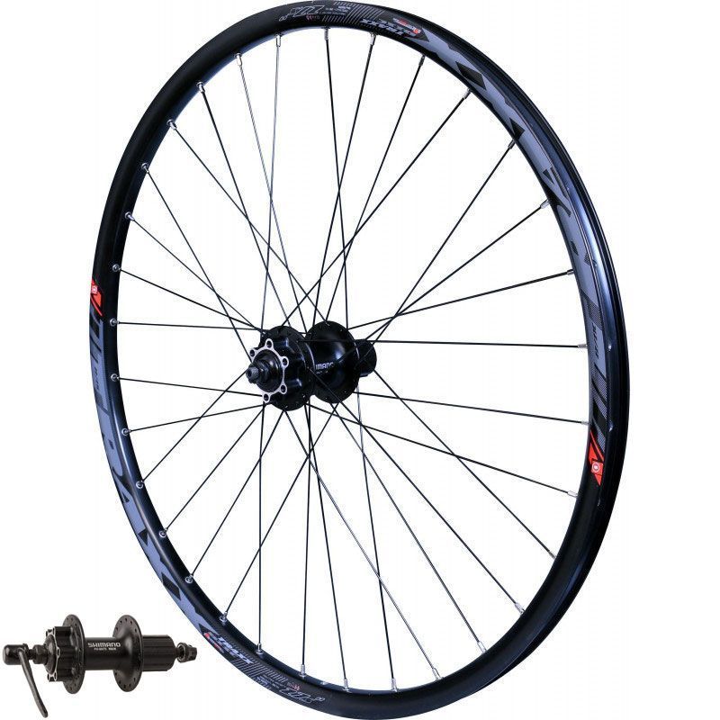 Roue arrière 27.5" VTT Velox – Jante Mach1 Traxx 21C Tubeless Ready, frein disque 6 trous, moyeu Shimano Deore M475, cassette 8/9/10VHIMANO DEORE M475 BLOCAGE RAPIDE CASSETTE 8/9/10V (584X21)