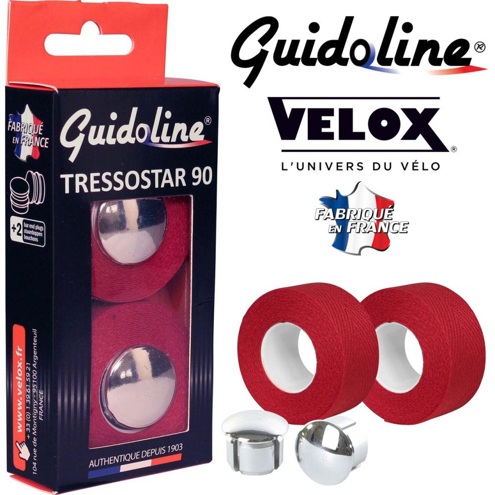Ruban de guidon Guidoline Tressostar x2 – Rouge tressé en coton