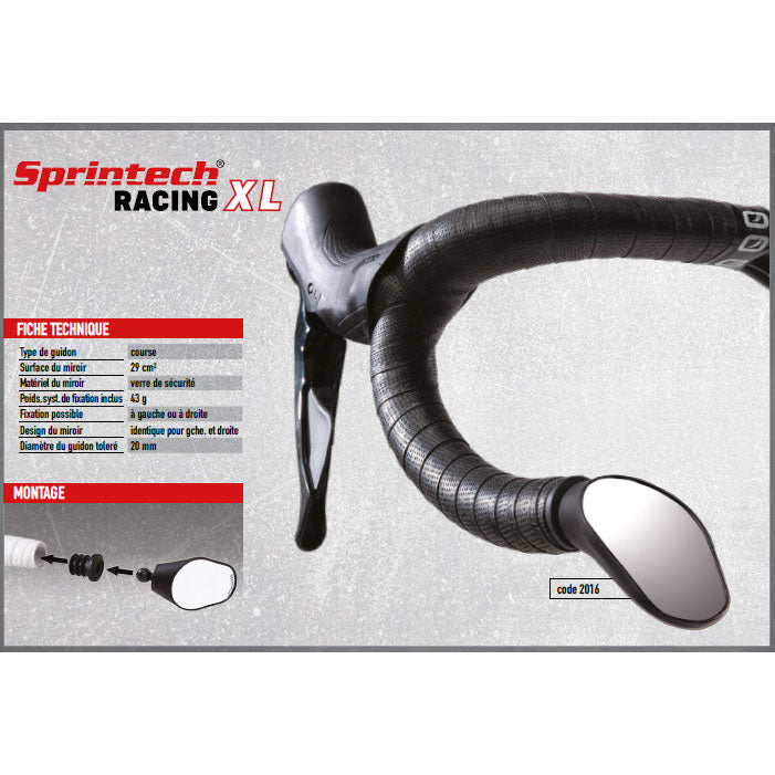 RETROVISEUR SPRINTECH COURSE NOIR DROITE OU GAUCHE XL