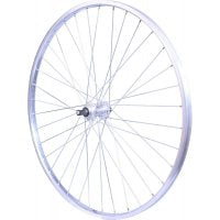 ROUE 28" VTC ARRIERE JANTE ALU SIMPLE PAROI ARGENT FREIN PATIN MOYEU ALU BLOCAGE RAPIDE ROUE LIBRE 5/6/7/8V