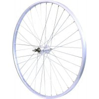 ROUE 24" VTT ARRIERE JANTE ALU SIMPLE PAROI ARGENT FREIN PATIN MOYEU ALU ECROUS ROUE LIBRE