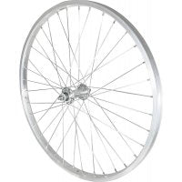ROUE 24" VTT AVANT JANTE ALU SIMPLE PAROI ARGENT FREIN PATIN MOYEU ALU ECROUS