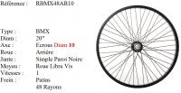 ROUE 20" BMX ARRIERE JANTE ALU 48 RAYONS NOIR CNC FREIN PATIN MOYEU ALU AXE DE 10 ECROUS ROUE LIBRE 1V FREESTYLE